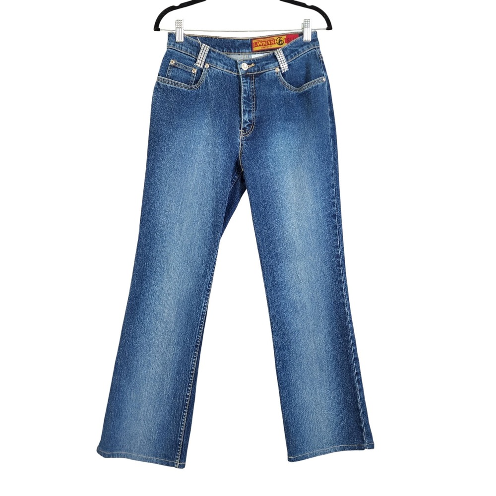 Lawman Western Womens Vintage Slim Fit Rhinestone Embellished Jeans Blue Size 5‎